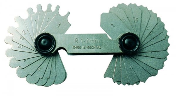 Radienschablonen, 7,5-15,0 mm, 16 Blatt