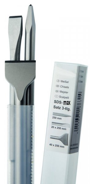 Satz SDS-max-Meißel, 400 mm Spitz-, Flach- u. Spatmeißel, 3- tlg.
