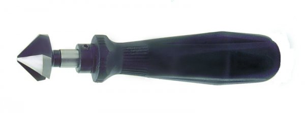 HSS-Handentgrater m. 3 Schn., 90°, Gr. 2 16,5 mm Ø, mit Kunststoffheft