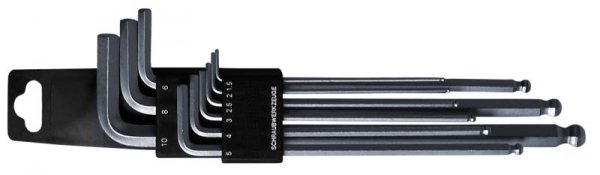 CV-Innensechskant-Schlüssel mit Kugelk. 1,5 - 12 mm, im Clip-Halter