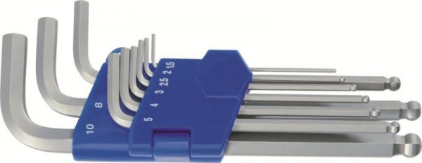 CV-Innensechskant-Schlüssel mit Kugelk. 1,5 - 10 mm, im Clip-Halter